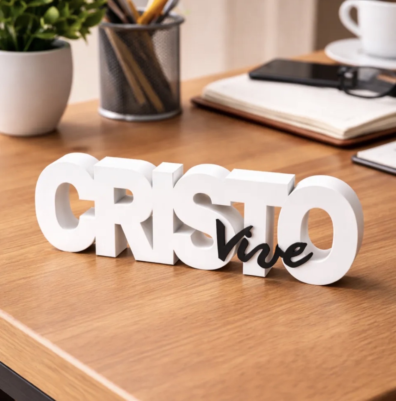 Enfeite de mesa Ore e confie impresso em 3D