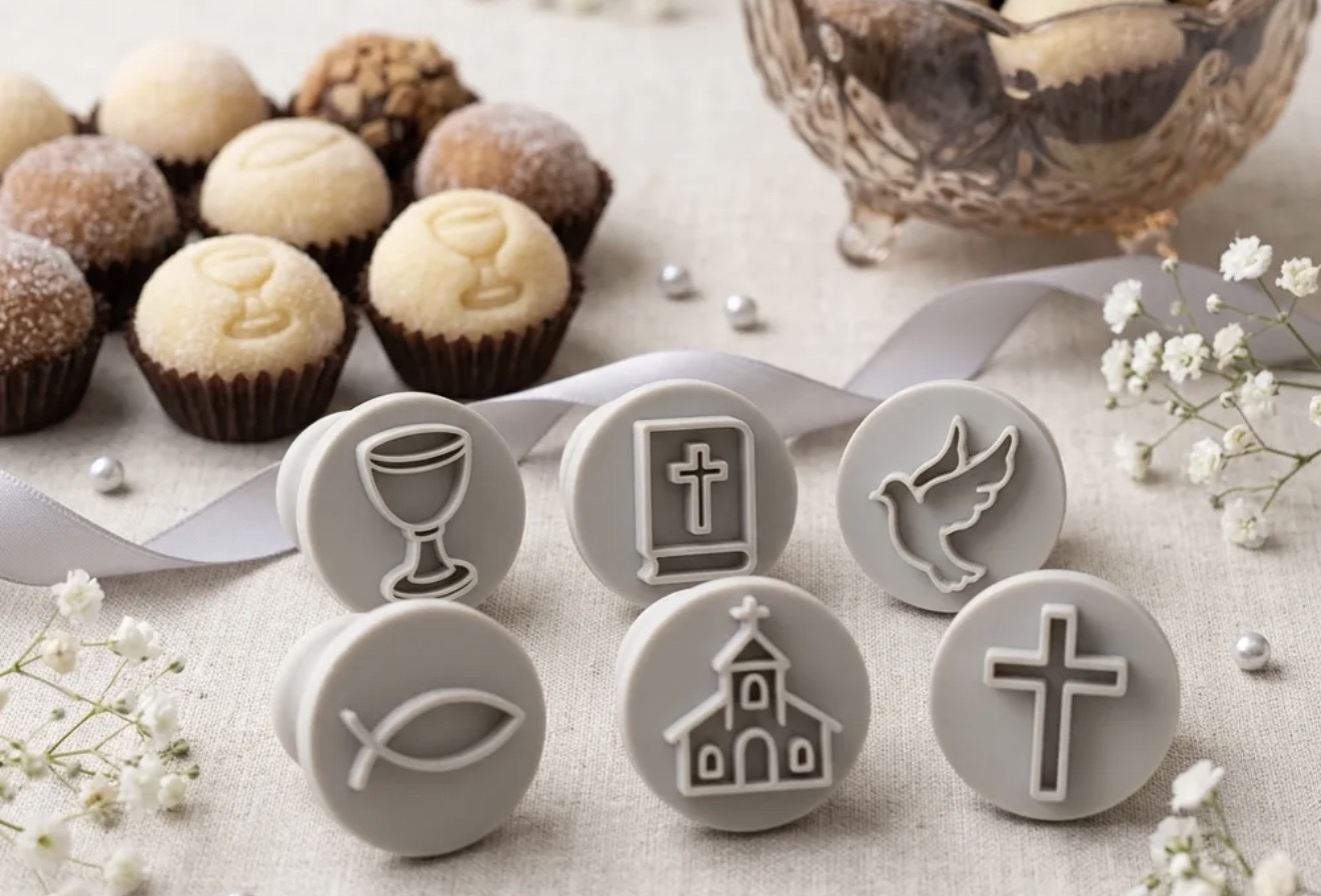 Carimbos religiosos para brigadeiros de primeira comunhão